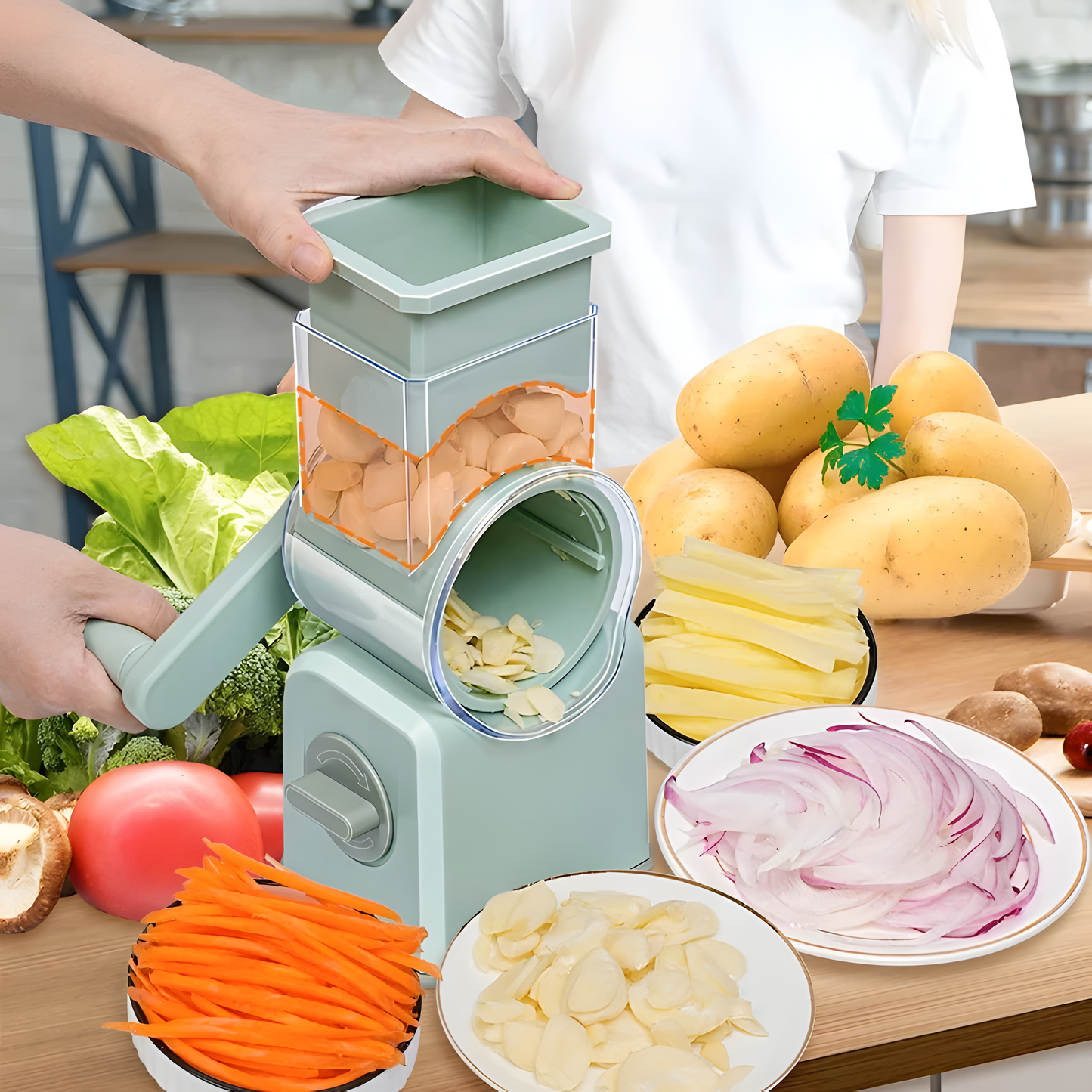 Drum vegetable cutter